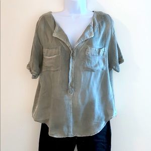 Free People Green Acid Washed Blouse